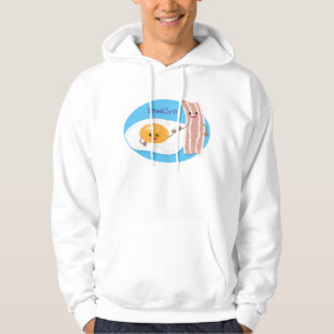 Cute kawaii egg and bacon cartoon illustration hoodie