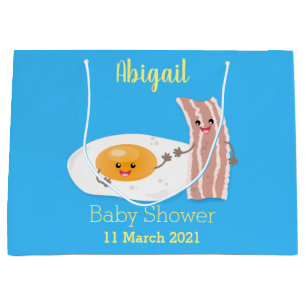 Cute kawaii egg and bacon cartoon illustration large gift bag