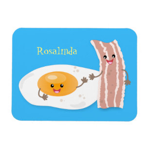 Cute kawaii egg and bacon cartoon illustration magnet