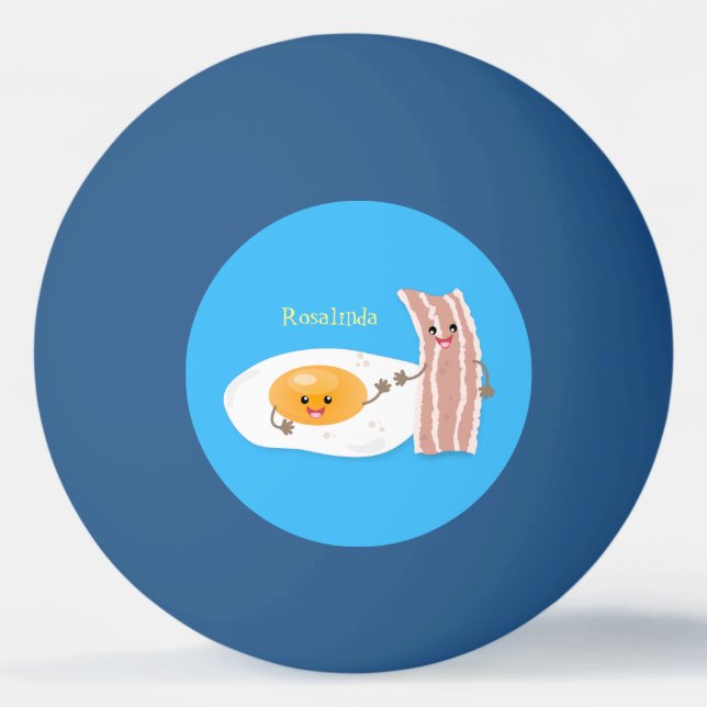 Cute kawaii egg and bacon cartoon illustration ping pong ball (Front)
