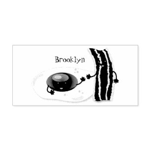 Cute kawaii egg and bacon cartoon illustration rubber stamp