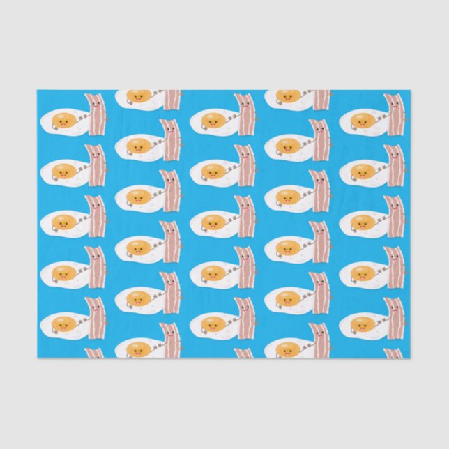 Cute kawaii egg and bacon cartoon illustration tissue paper (Front)