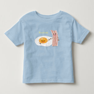 Cute kawaii egg and bacon cartoon illustration toddler t-shirt
