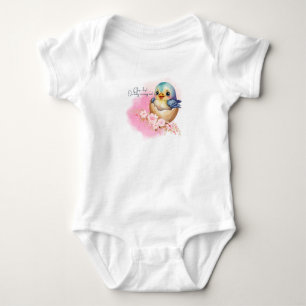 Cute Kawaii Egg Bird Elegant Floral Baby Shower Bodysuit