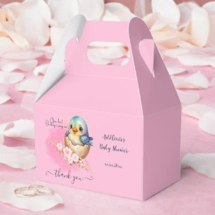 Cute Kawaii Egg Bird Elegant Floral Baby Shower Favor Box