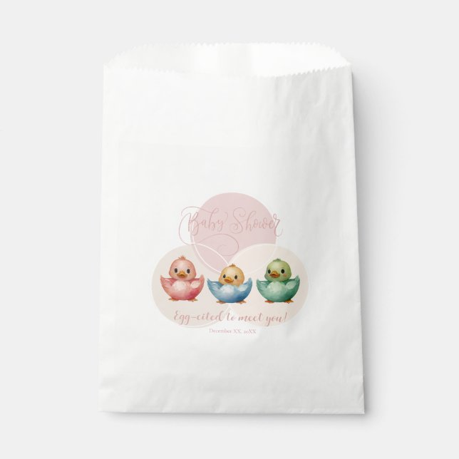 Cute Kawaii Egg Birds Pastel Coloured Baby Shower Favour Bag (Front)
