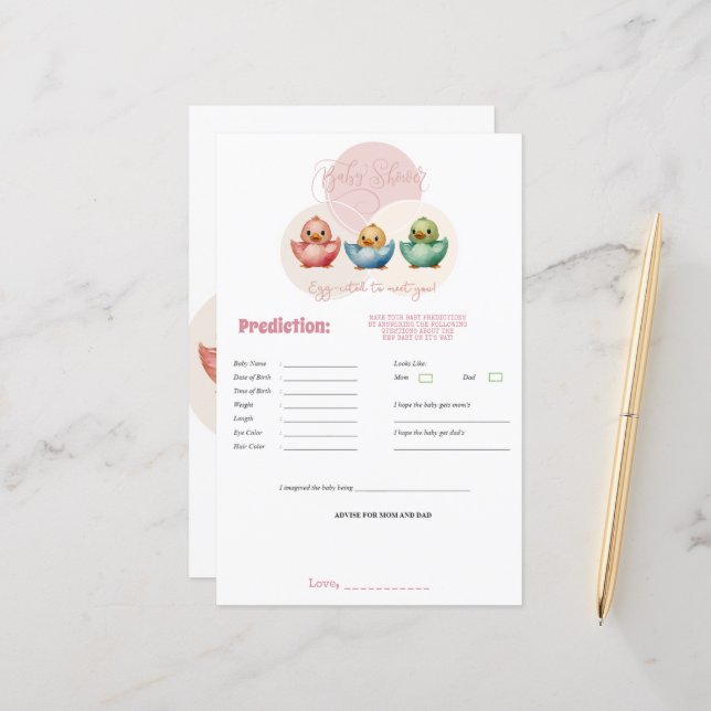 Cute Kawaii Egg Birds Pastel Coloured Predict Game (Front/Back In Situ)
