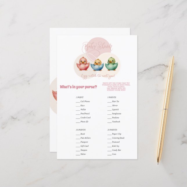 Cute Kawaii Egg Birds Pastel Coloured Purse Game (Front/Back In Situ)