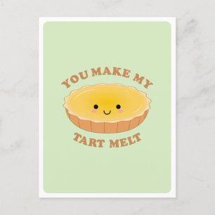 Cute Kawaii Egg Tart Food Pun Love Quote Greeting Postcard