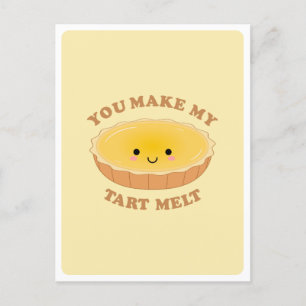 Cute Kawaii Egg Tart Food Pun Love Quote Greeting  Postcard
