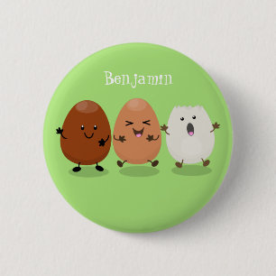 Cute kawaii eggs funny cartoon illustration 2 inch round button