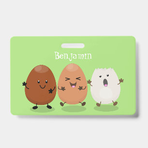 Cute kawaii eggs funny cartoon illustration badge