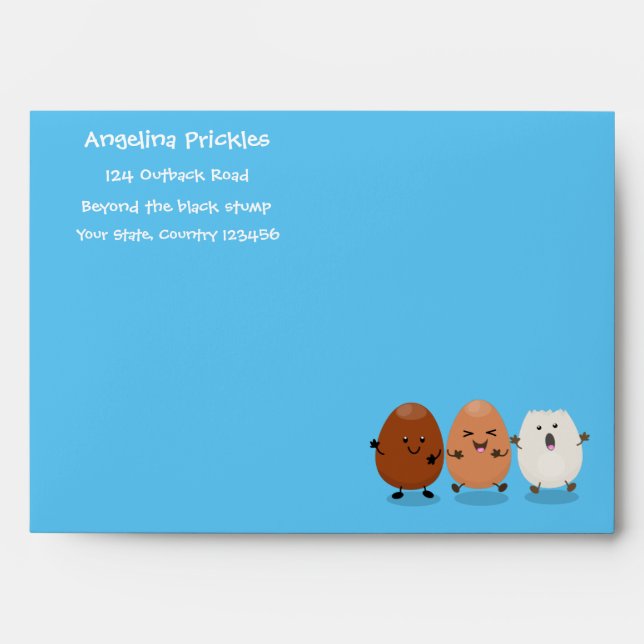 Cute kawaii eggs funny cartoon illustration envelope (Front)