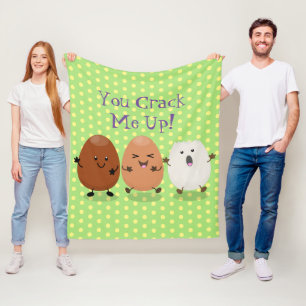 Cute kawaii eggs funny cartoon illustration fleece blanket