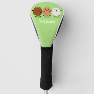 Cute kawaii eggs funny cartoon illustration golf head cover