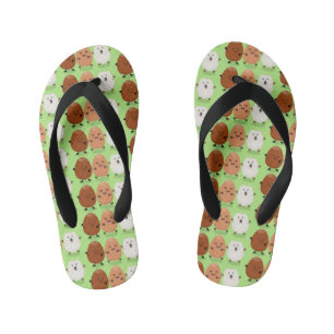 Cute kawaii eggs funny cartoon illustration kid's flip flops