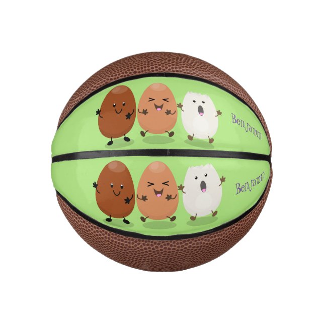 Cute kawaii eggs funny cartoon illustration mini basketball (Front)