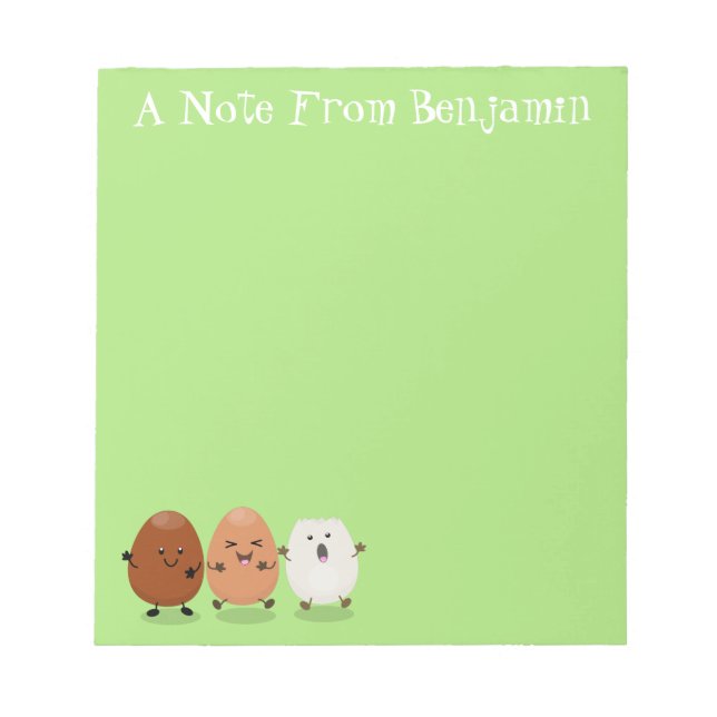 Cute kawaii eggs funny cartoon illustration notepad (Front)