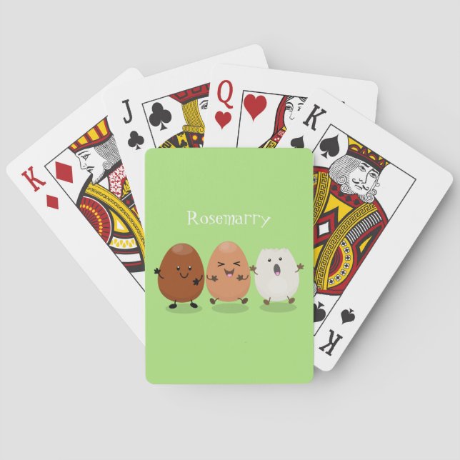 Cute kawaii eggs funny cartoon illustration playing cards (Back)