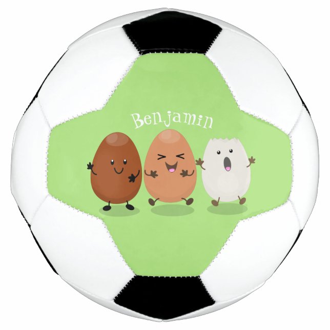 Cute kawaii eggs funny cartoon illustration soccer ball (Front)