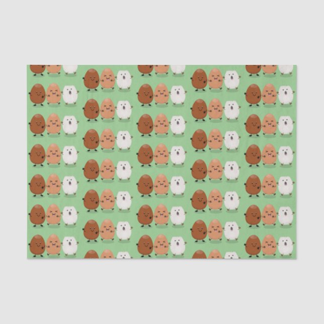 Cute kawaii eggs funny cartoon illustration tissue paper (Front)