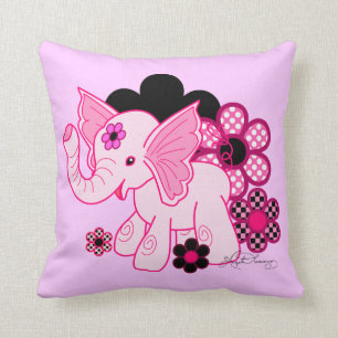 Cute Kawaii Elephant Throw Pillow