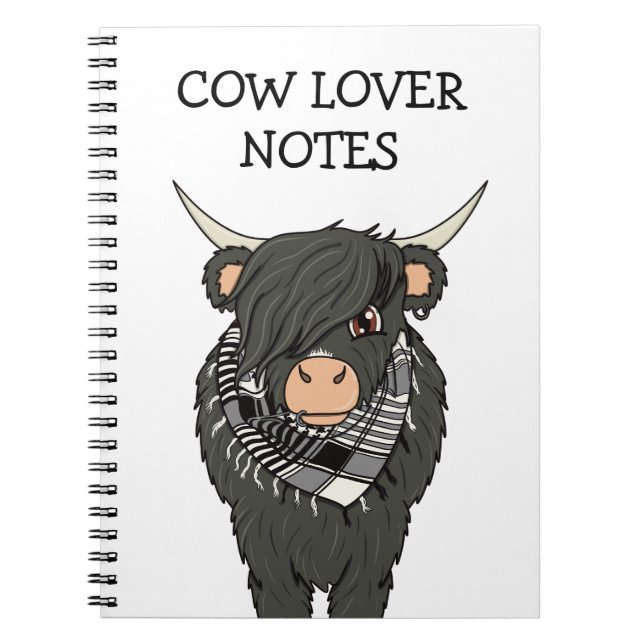 Cute Kawaii Emo Cow Notebook (Front)