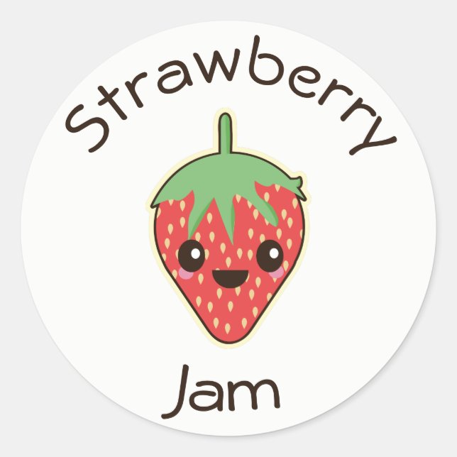 Cute Kawaii Étiquette à la confiture de fraise (Devant)