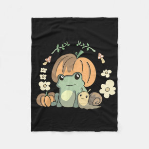 Cute Kawaii Fall Cottagecore Aesthetic Frog With P Fleece Blanket