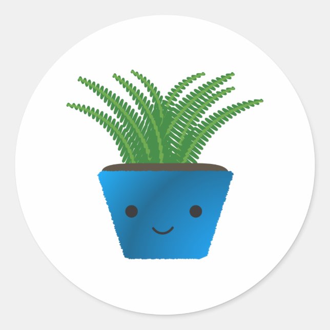 Cute kawaii Fern Classic Round Sticker (Front)