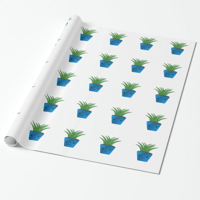 Cute kawaii Fern Wrapping Paper (Unrolled)