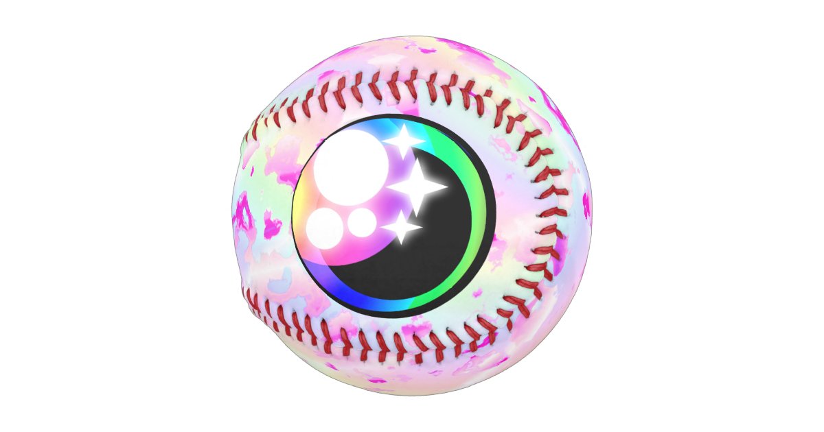Cute Kawaii Figure With Rainbow Sparkling Eyes Baseball Zazzle Ca