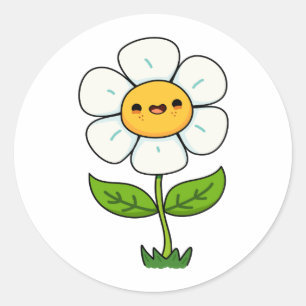 Cute Kawaii Flower Classic Round Sticker