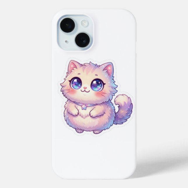 Cute Kawaii Fluffy Kitten Cat Star Pastel Chibi St Case-Mate iPhone Case (Back)