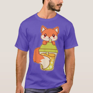 Cute Kawaii Fo Drinking Bubble TeaBoba Tea 971 T-Shirt
