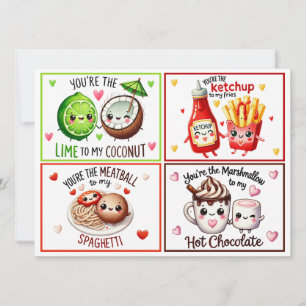 Cute Kawaii Foodie Valentine's Classroom Cards