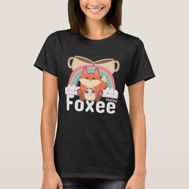 Cute Kawaii Fox Coffee T-Shirt (Front)