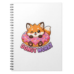 Cute Kawaii Fox Doughnut Worry Funny Food Pun Notebook