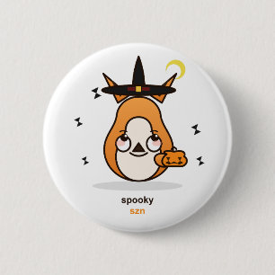 Cute Kawaii Fox Witch Spooky Season Halloween 2 Inch Round Button