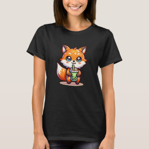 Cute Kawaii Fox with Bubble Tea Personalized T-Shirt