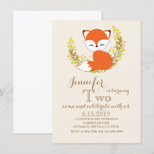 Cute Kawaii Fox Woodland Thème Carte d'anniversair