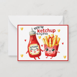 Cute Kawaii French Fries and Ketchup Card
