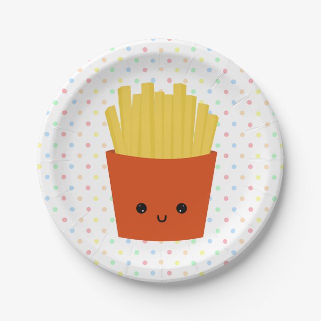 Cute Kawaii French fries chips  Paper Plate (Front)