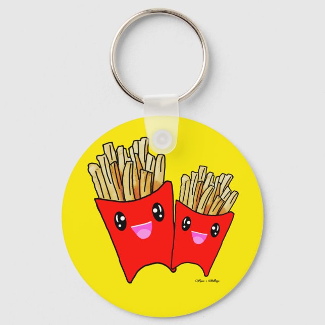 cute kawaii French fries foodie Keychain (Front)