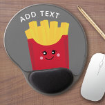 Cute Kawaii French Fries with Custom Name Gel Mouse Pad<br><div class="desc">A modern drawing of a french fry box with bright colours.</div>