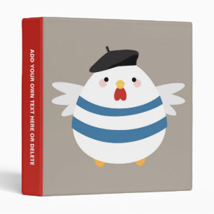 Cute Kawaii French Hen Illustration Binder