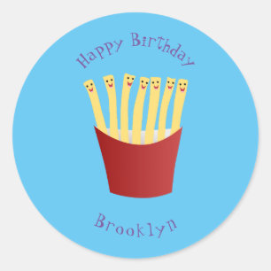 Cute kawaii fries fast food cartoon classic round sticker