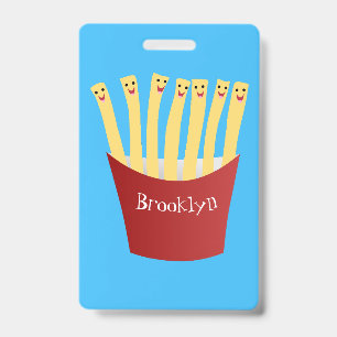 Cute kawaii fries fast food cartoon illustration badge