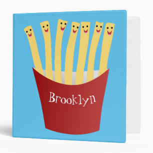 Cute kawaii fries fast food cartoon illustration binder
