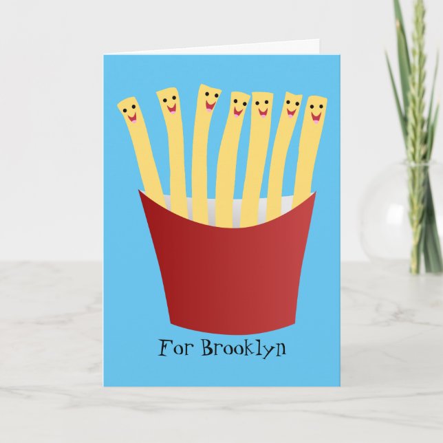 Cute kawaii fries fast food cartoon illustration card (Front)
